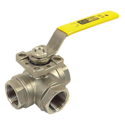  Flo-Tite DM-MPT100-S4-T-TTT-L-032 1 1/4 Inch Ball Valve, NPT Ends, Multi Port, Competitor Series 