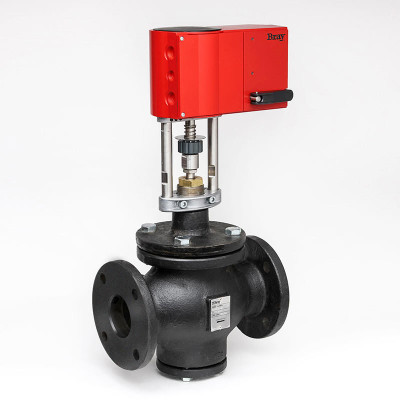 Bray Commercial Bray DG5-3-250C/GASEX24-450 5 Inch Flanged Globe Valve, 3 Way, 24 VAC/VDC Actuator 