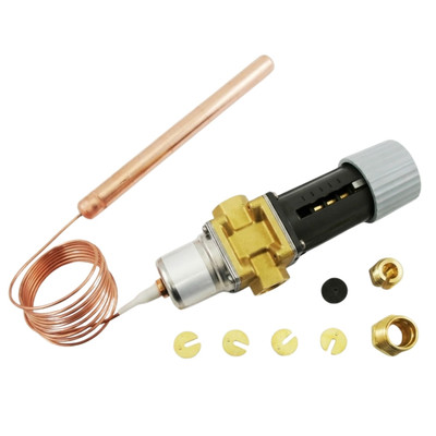 Danfoss 003N6182 1/2 Inch NPT Thermostatic Operated Water Valve, 120-195 F, 90 Inch Capillary Tube