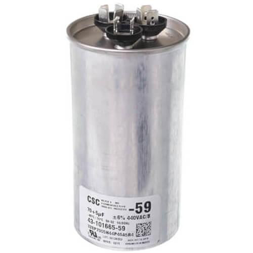 Rheem-Ruud Capacitor - 70/5/440 Dual Round 