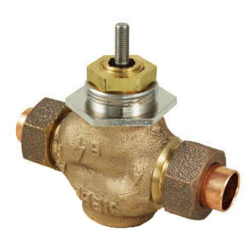  Barber Colman (Schneider Electric) VB-7214-0-4-6 Venta 2-Way Globe Valve Body Brass Trim Union 3/4" Sweat Normally Open 7.5Cv 