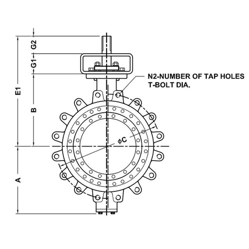  Pratt Industrial TE2-150-240-696A3 Lug Butterfly Valve, ANSI 150, 24 Inch, WCB Body, 316SS Body Seat, CF8M Disc, Duplex/Graphite Disc Seat, 17-4 Stem 