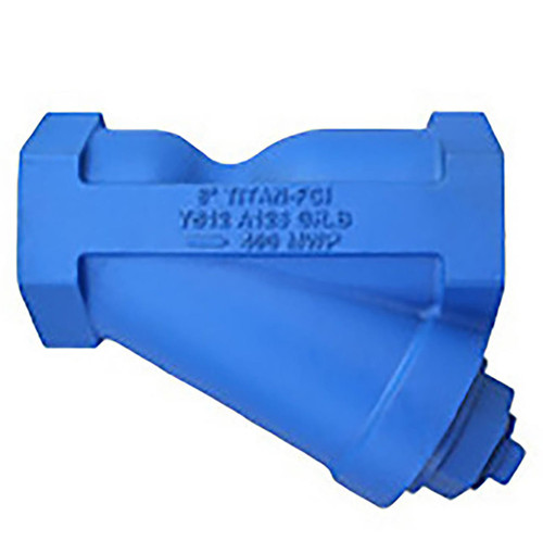  Titan Flow Control YS12I0300 3 Inch Y Strainer, Cast Iron, ANSI 250, Threaded Ends, Epoxy Painted, Gasketed Caps, Plugged Blow-Off 