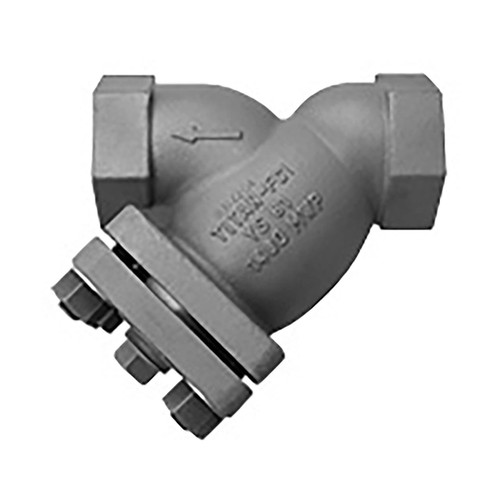  Titan Flow Control YS81BC0200 2 Inch Y Strainer, Carbon Steel, ANSI Class 600, Threaded Ends, Bolted Cover, Plugged Blow-off 