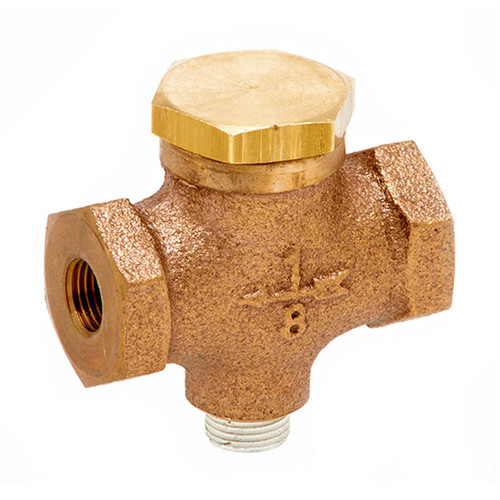  Control Devices CB75 In-line Cast Brass Check Valve, Single Tapped 1/8 Inch Plugged, 3/4 Inch FNPT Inlet, 3/4 Inch FNPT Outlet, Min Order Qty 25 