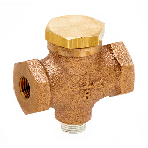  Control Devices CB10 In-line Cast Brass Check Valve, Single Tapped 1/8 Inch Plugged, 1 Inch FNPT Inlet, 1 Inch FNPT Outlet, Min Order Qty 25 