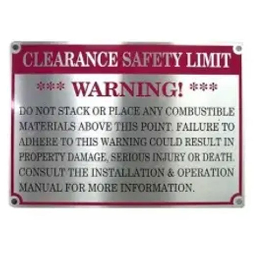  King Electric PLQ Clearance Safety Limit Sign. 24 GA. Aluminum 10" X 7". 