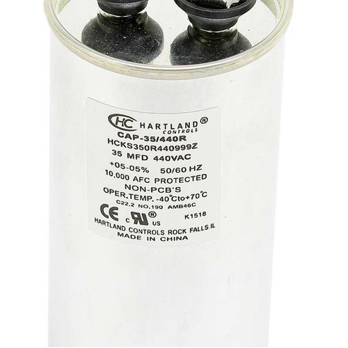 Hartland Controls HartlandControls CAP-35/440R, HCKS350R440999Z, 35MFD 370/440V ROUND RUN CAPACITOR 