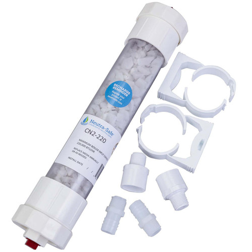  Neutra-Safe CN2-220BC 2 Inch Clear Condensate Neutralizer w/ Barb Fittings, 220 MBH 