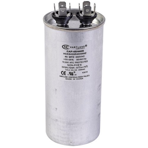 Hartland Controls HartlandControls CAP-45/440R, HCKS450R440999Z, 45MFHartlandControls-CAP-45/440RD 370/440V ROUND RUN CAPACITOR 