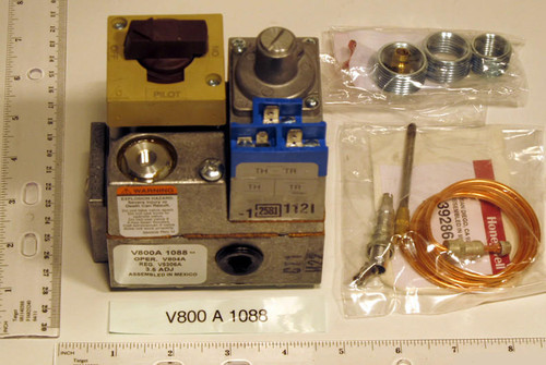  Honeywell V800A1088 24v Standing Pilot Gas Valve 3/4" X 3/4" W/36" T-Couple, LP Kit, & Reducer Bushi 