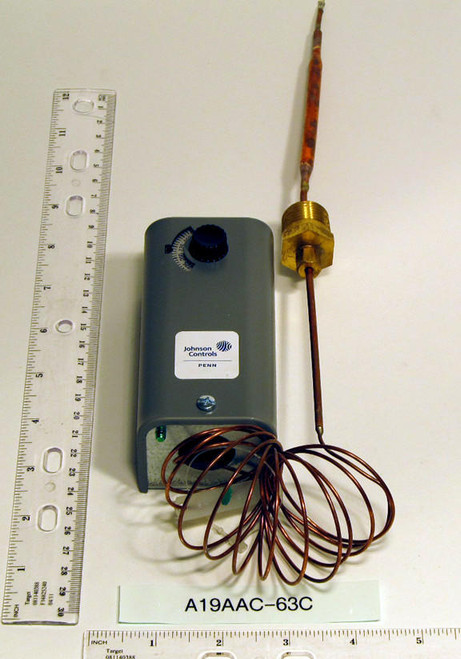  Johnson Controls A19AAC-63C Remote Temp Spdt Control 6' Cap 100/350 Deg. 1/4x4-1/2 Bulb 8.5 Fix Dif 