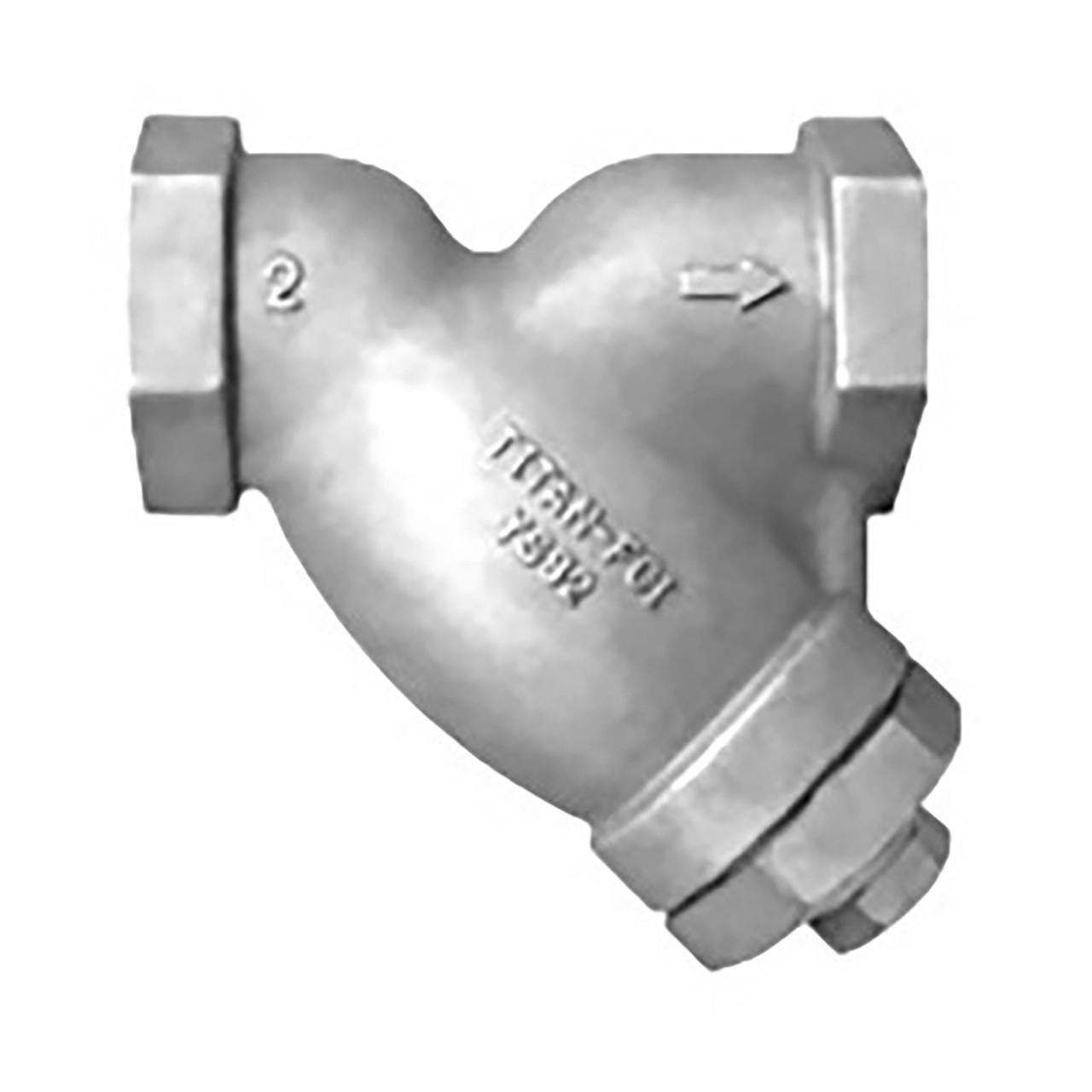 Titan Flow Control YS82A20200 2 Inch Y Strainer, Stainless Steel Type Alloy  20, ANSI Class 600, Socket Weld Ends, Gasketed Cap, Plugged Blow-off