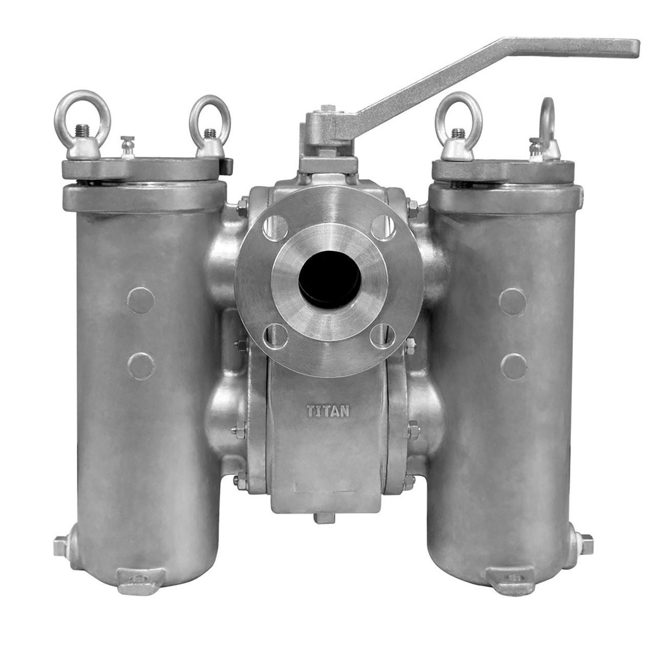 Titan Flow Control DS696S0600 6 Inch Duplex Strainer, Stainless Steel, ASME  Class 150, Flanged Ends