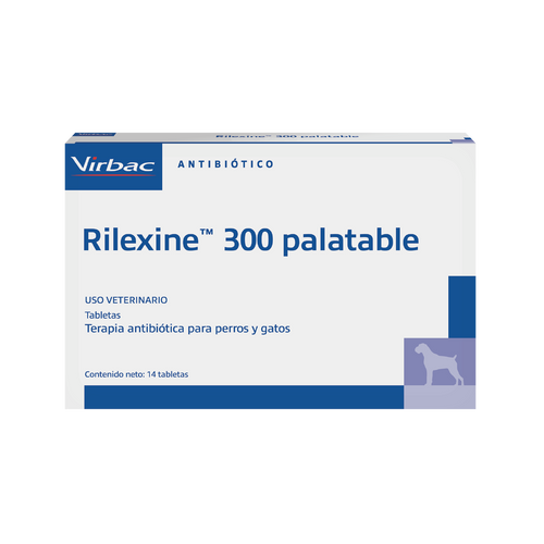 RILEXINE 300 PALATABLE CJA. 14 TABLETAS