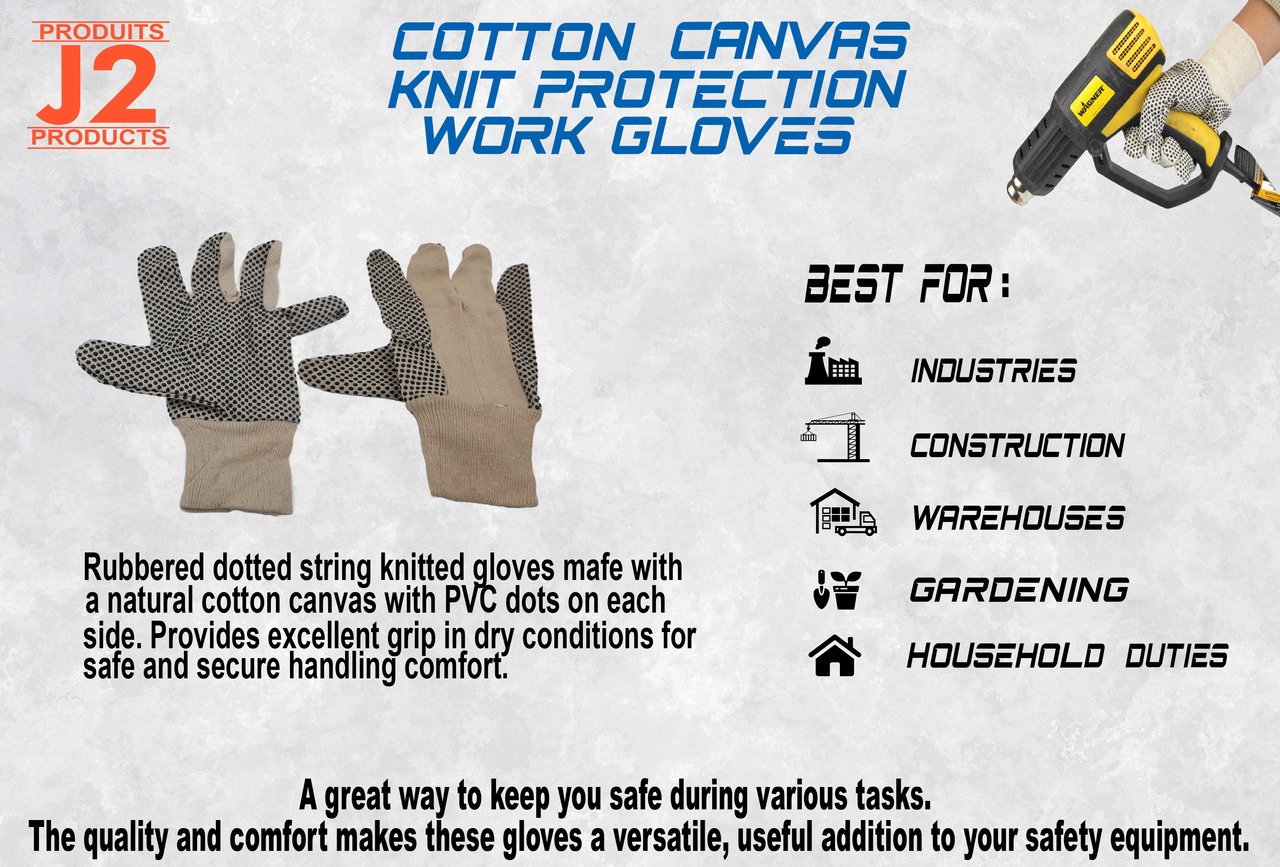 Cotton Canvas Knit Protection Work Gloves