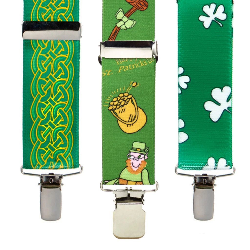 Green Shamrock Suspenders St. Patrick main image 2