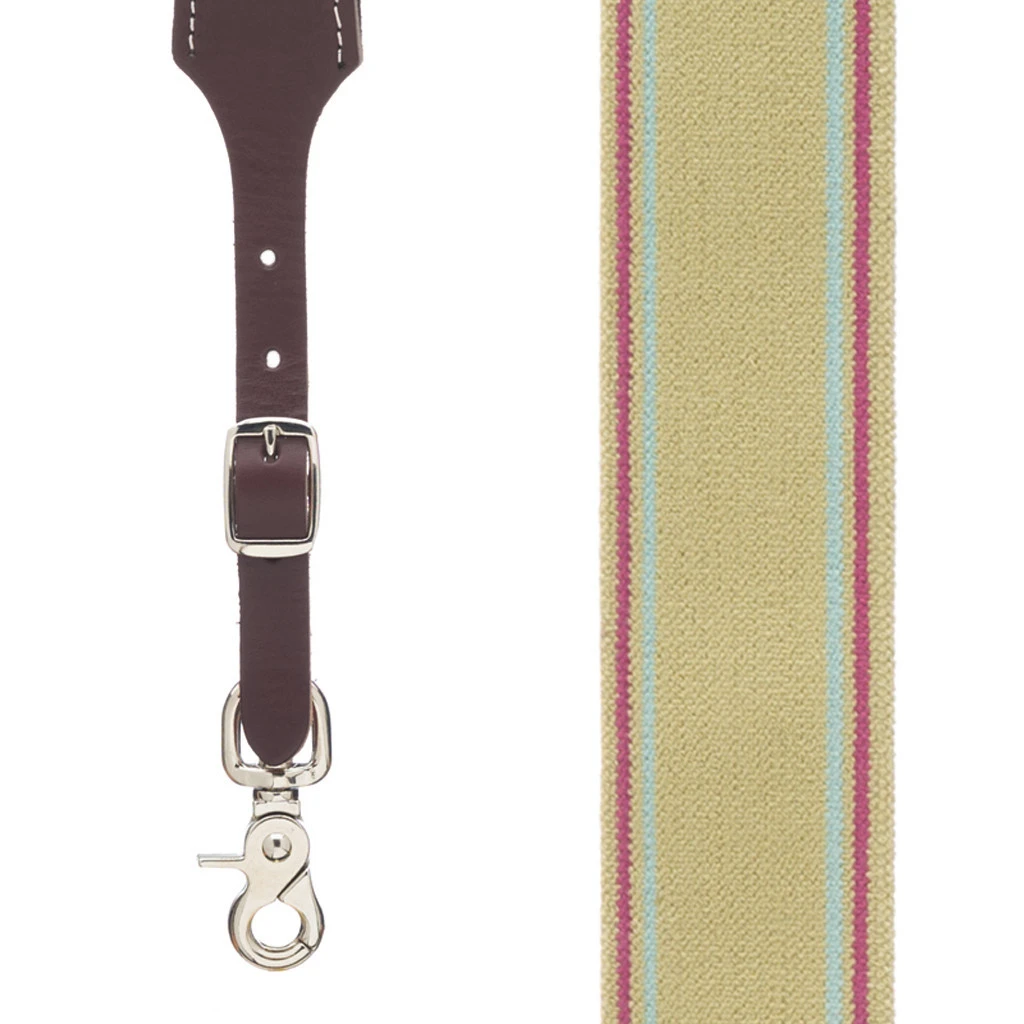 Men's Suspenders With Metal Snap-On Clips & Belt Loops - Y-Back Style, USA Made, Multiple Colors