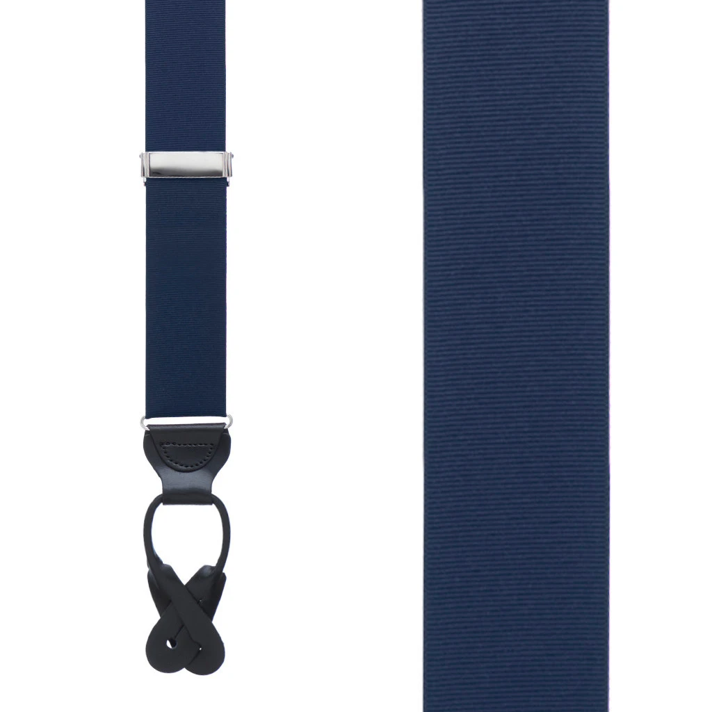Dark Navy Grosgrain Suspenders- Button | SuspenderStore