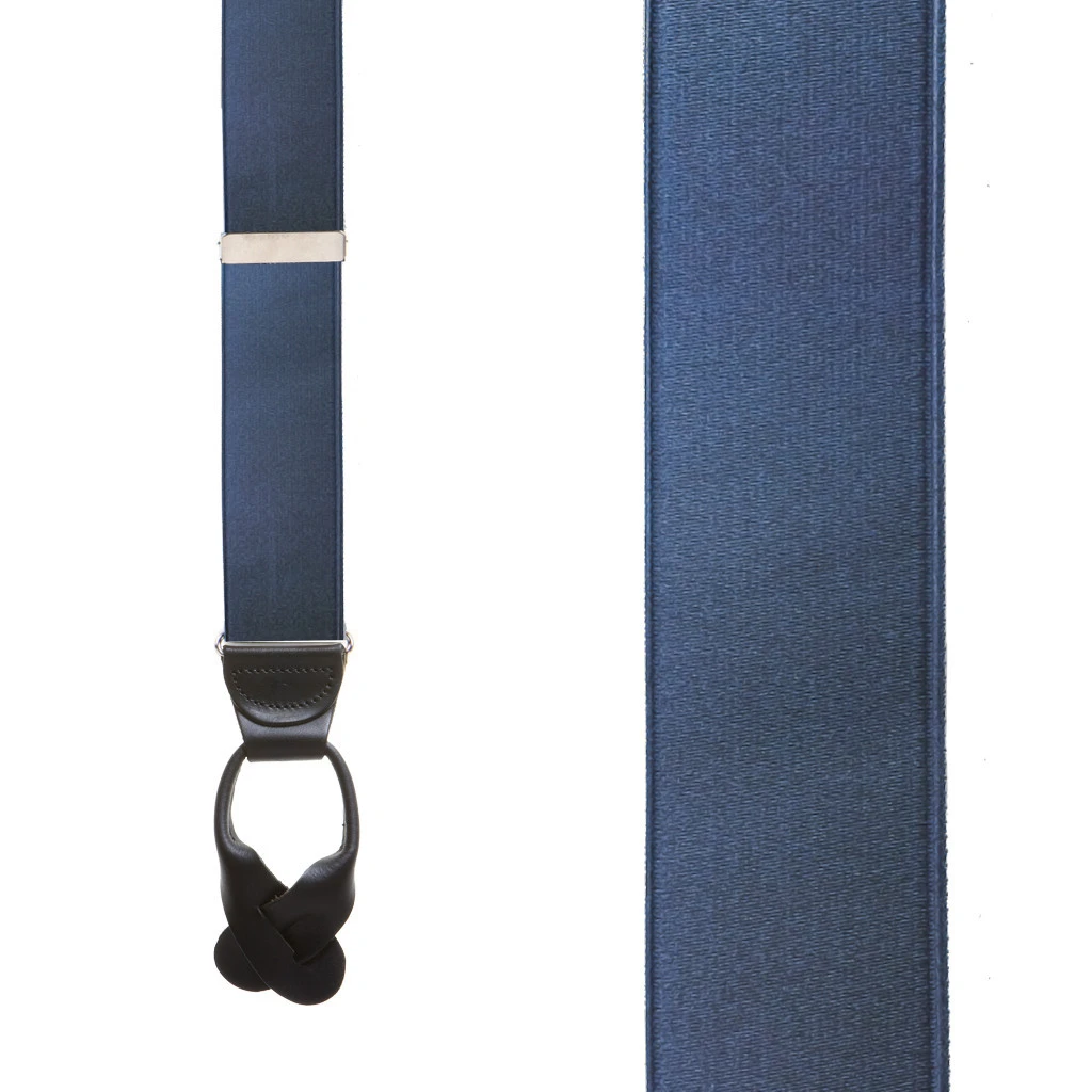 TENDERLOIN　サスペンダー NAVY BLUE French Satin BUTTON Suspenders | SuspenderStore