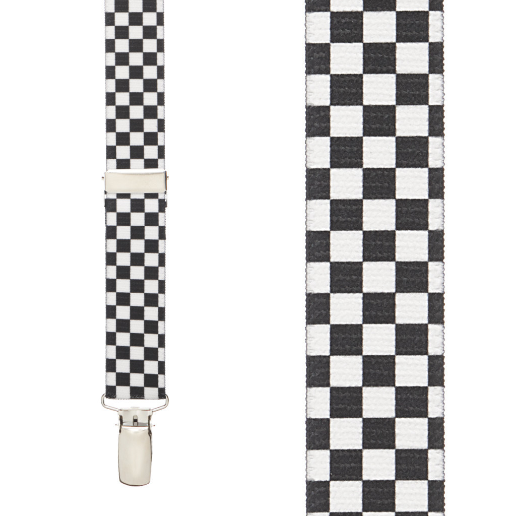 Black & White CHECKERED Suspenders, 1 Inch Y-Back | SuspenderStore
