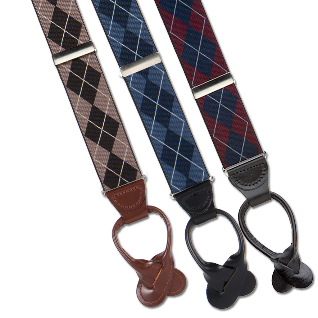 Buckle-Down Plaid Suspenders - 1 Inch Wide Elastic With Steel Hardware