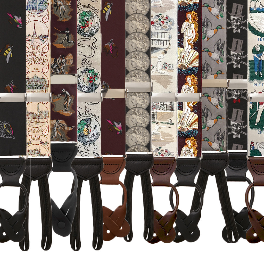 Vintage Ribbon Converational Suspenders | SuspenderStore