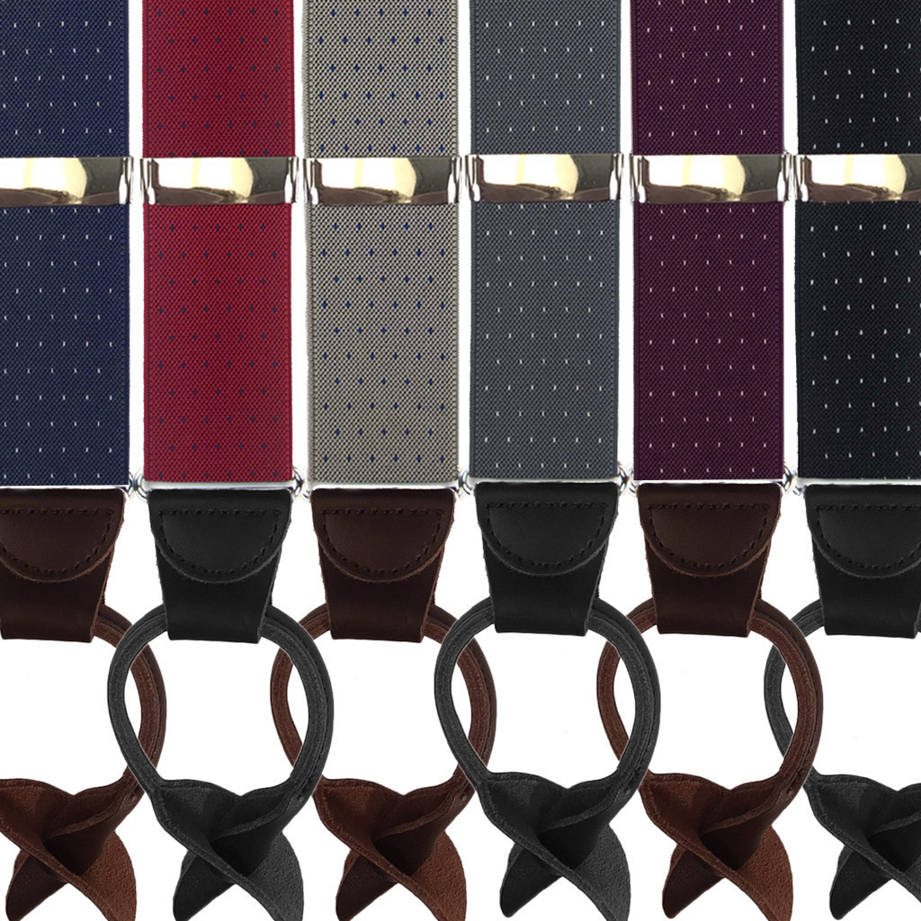 Woven Pin Dot Button Suspenders for Men | SuspenderStore