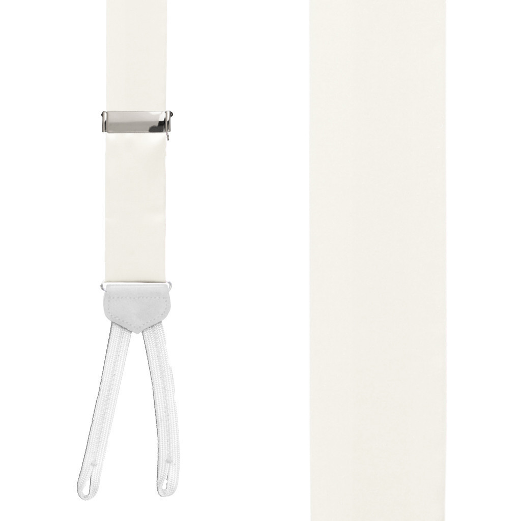IVORY Silk Suspenders - 1.38-Inch Wide - Runner End | SuspenderStore