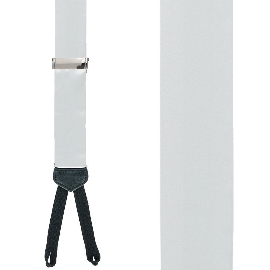 LIGHT GREY Silk Suspenders - 1.38-Inch Wide - Runner End