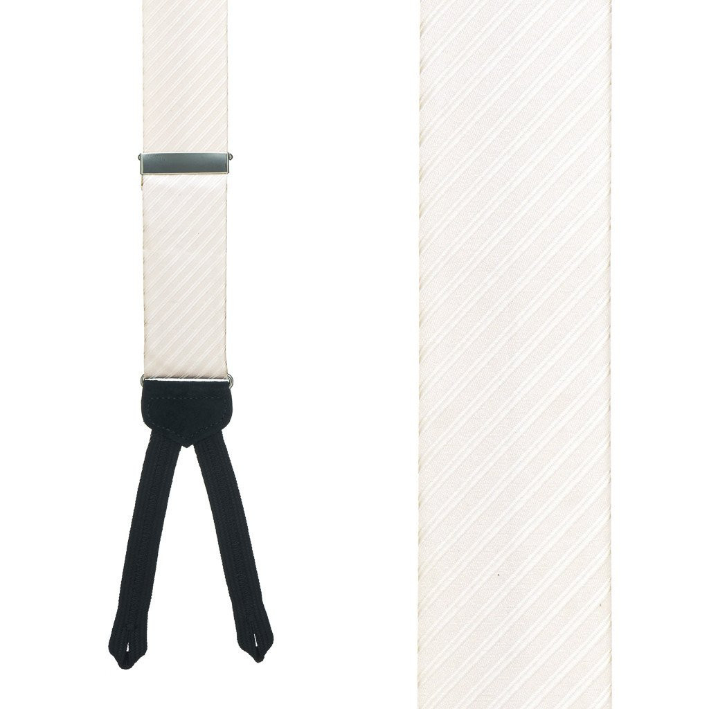 IVORY Diagaonal Stripe Silk Tuxedo Suspenders | SuspenderStore