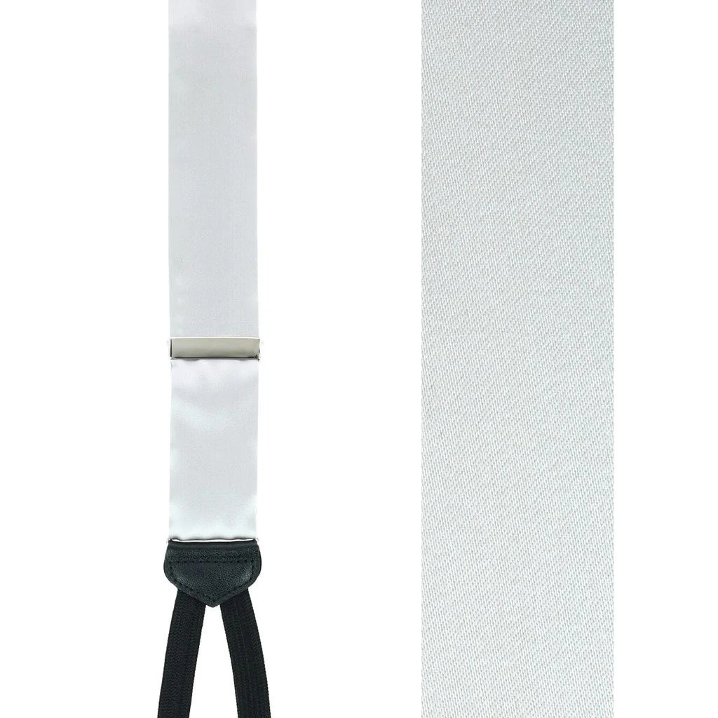 SILVER Silk Suspenders - Runner End | SuspenderStore