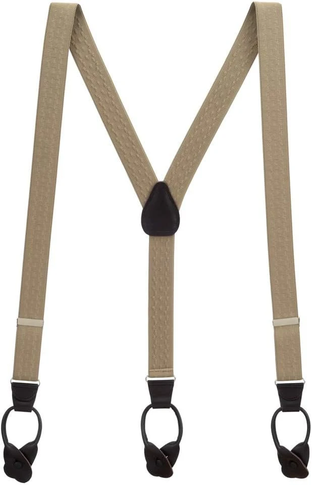 Khaki Jacquard New Wave Button | SuspenderStore