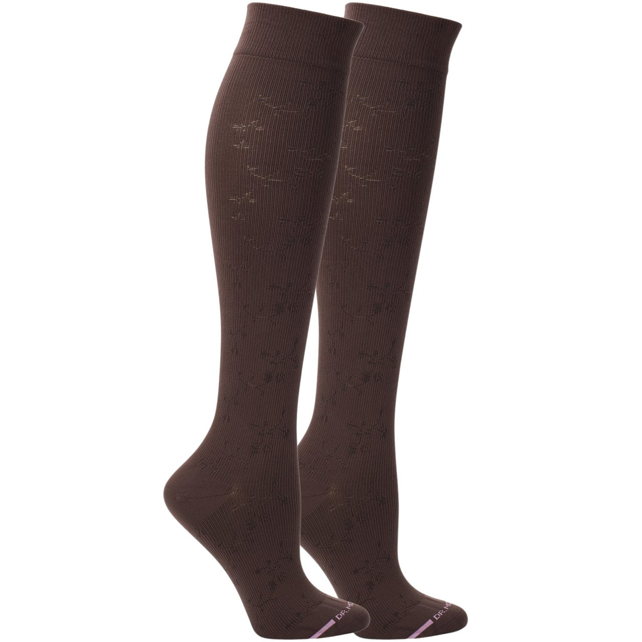 Blooming Comfort Floral Textured Brown Knee-High Compression