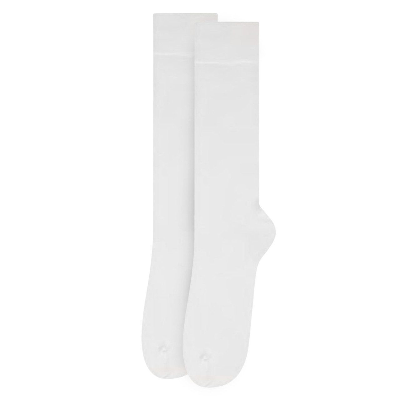 Men's Classic Knee-High Dress Socks in Pure White Elegance - Main Image