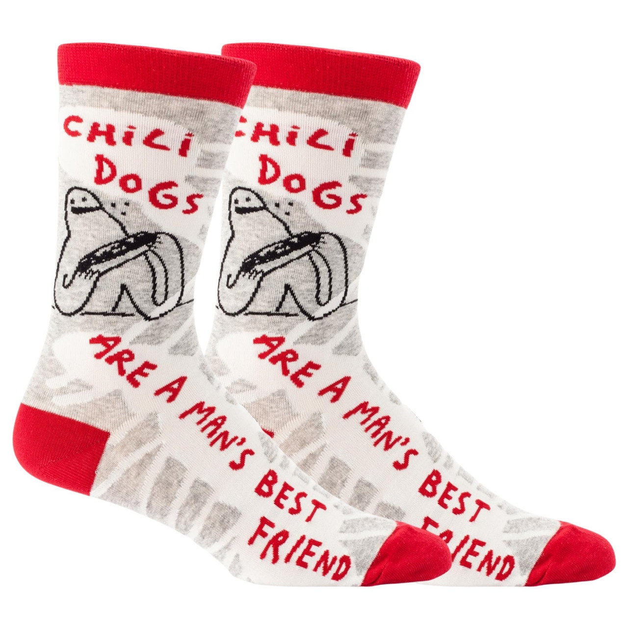 Hot Dog Delight: Men's Chili Dog Crew Socks – A Man's Best Friend