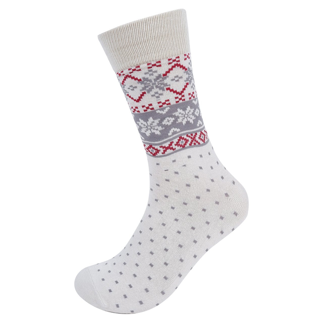Men's Vintage Snowflakes & Polka Dots Christmas Crew Socks - White - Suspender Store Men's Vintage Snowflakes & Polka Dots Christmas Crew Socks - White - Suspender Store