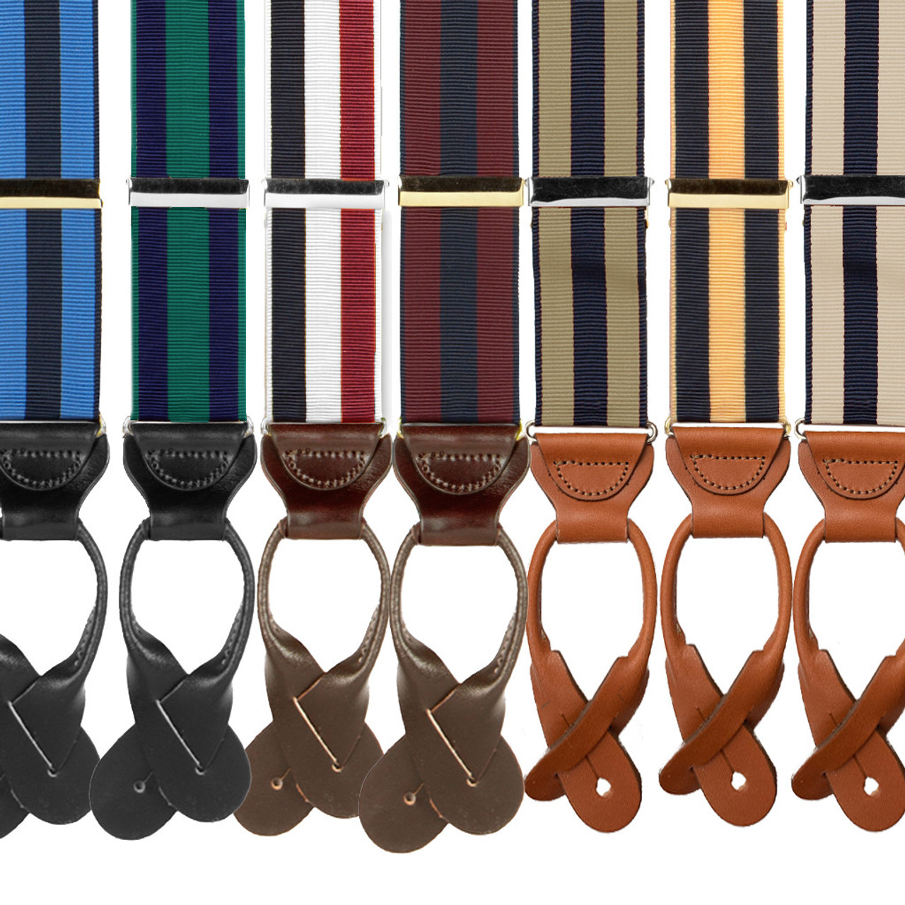 Dress Suspenders for Men, Grosgrain Stripe Button-on | SuspenderStore