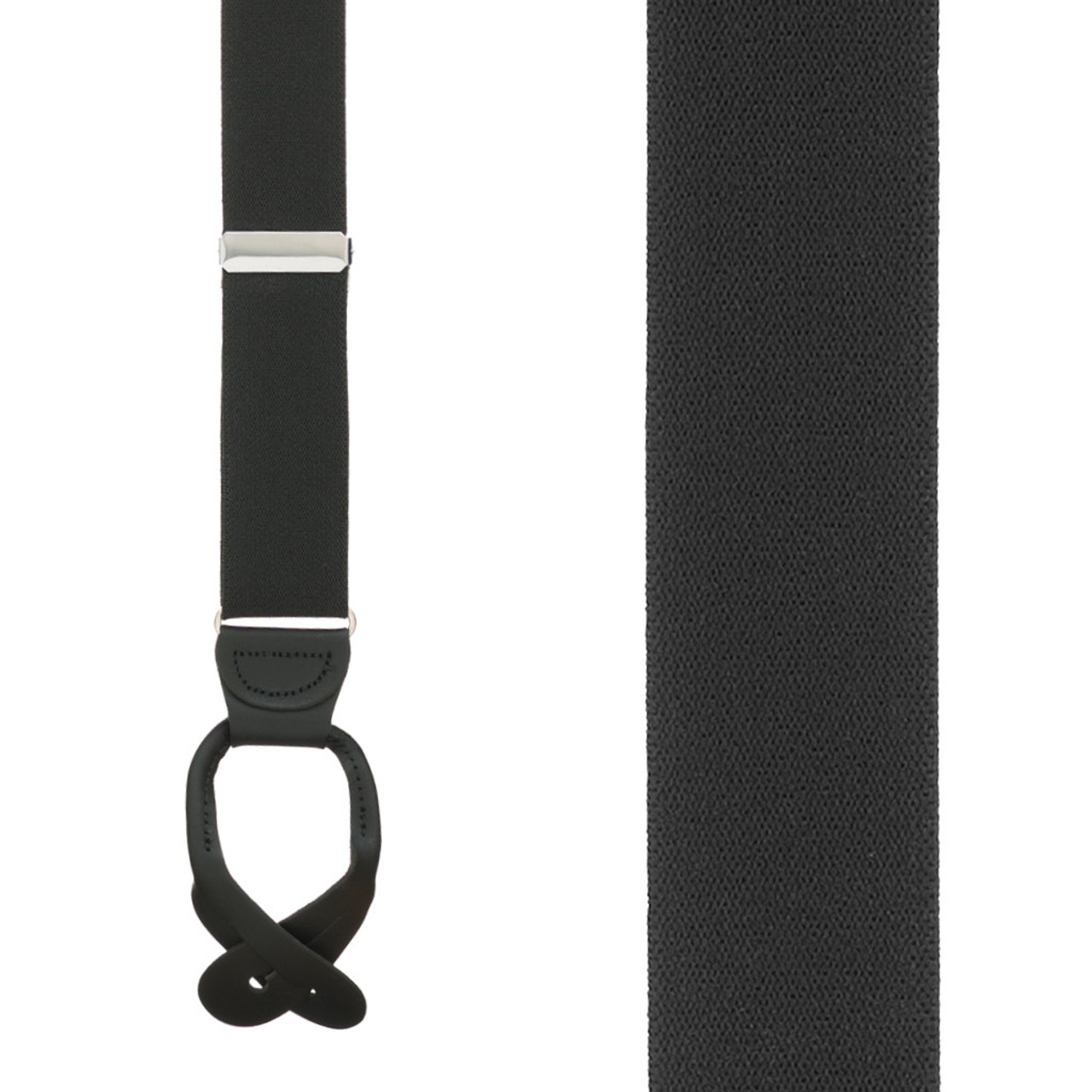 1.5 Inch Wide Button Suspenders - BLACK