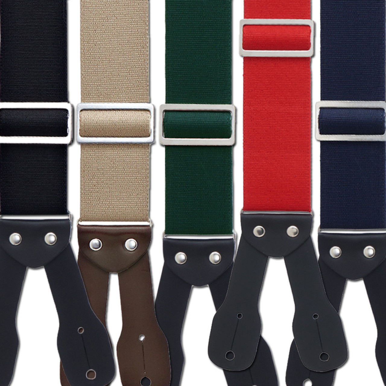 Sage Green Suspenders, Leather Button Suspenders, Clip Braces
