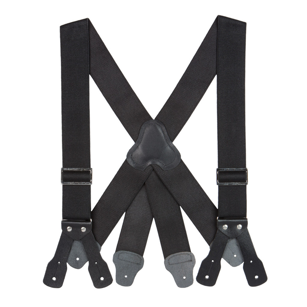 Firefighter Suspenders with Riveted Black Leather