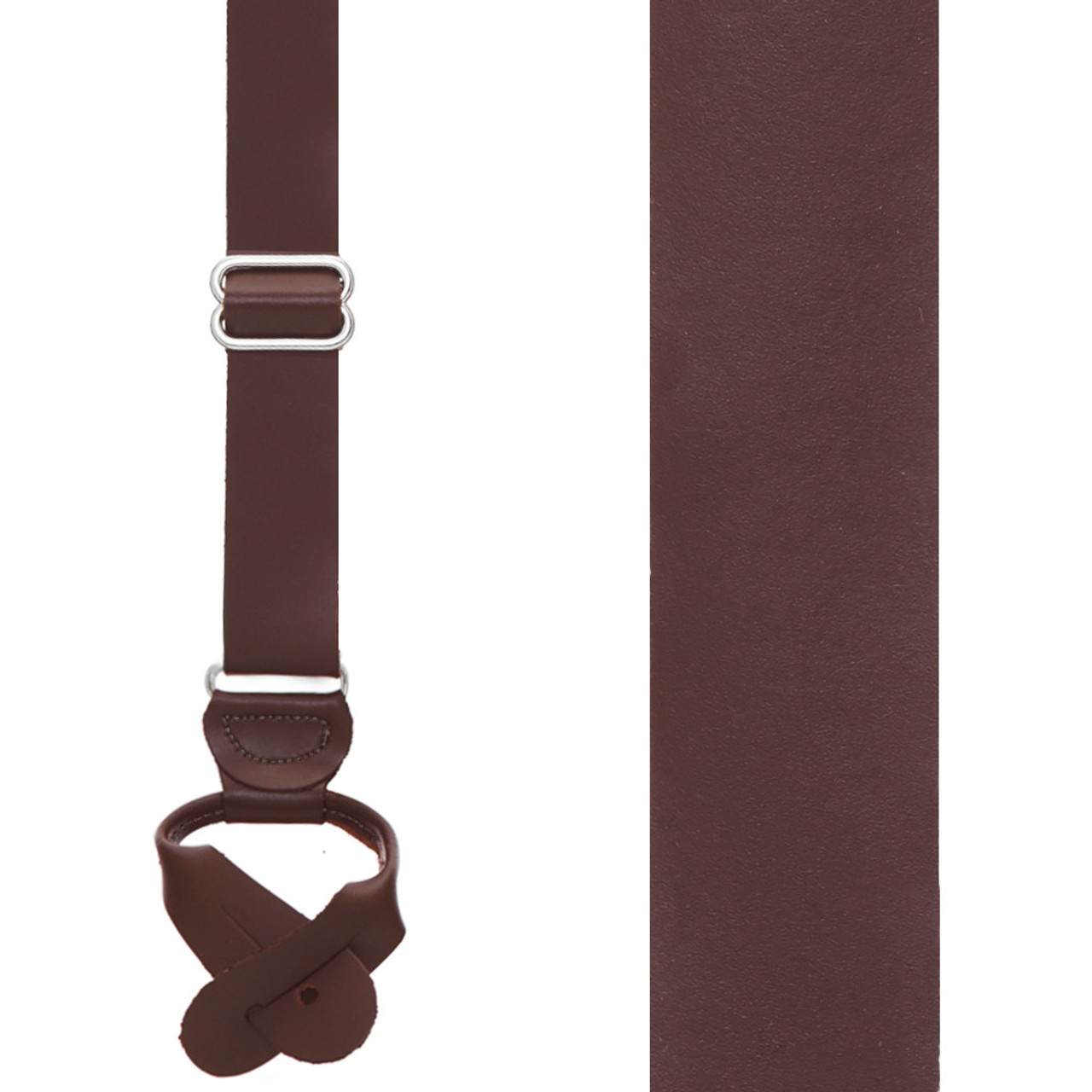 Brown Premium Interchangeable Leather Snap & Button Suspenders