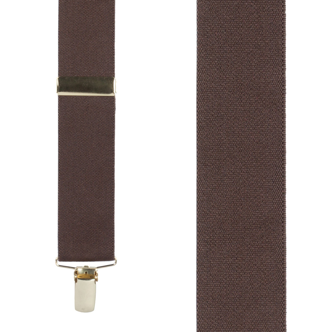 Brown Brass Clip Suspenders, 1.5-inch Wide
