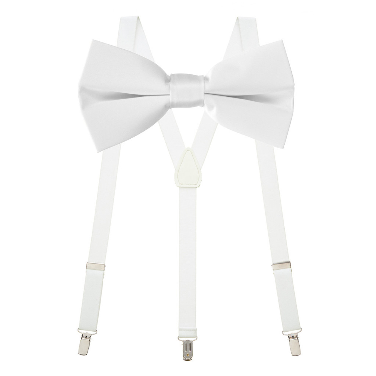 Bow Tie and Suspenders Set - WHITE