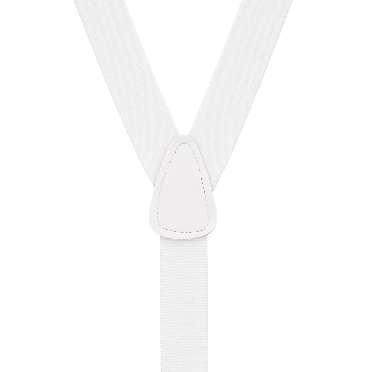 1.25 Inch Wide Button Suspenders - WHITE