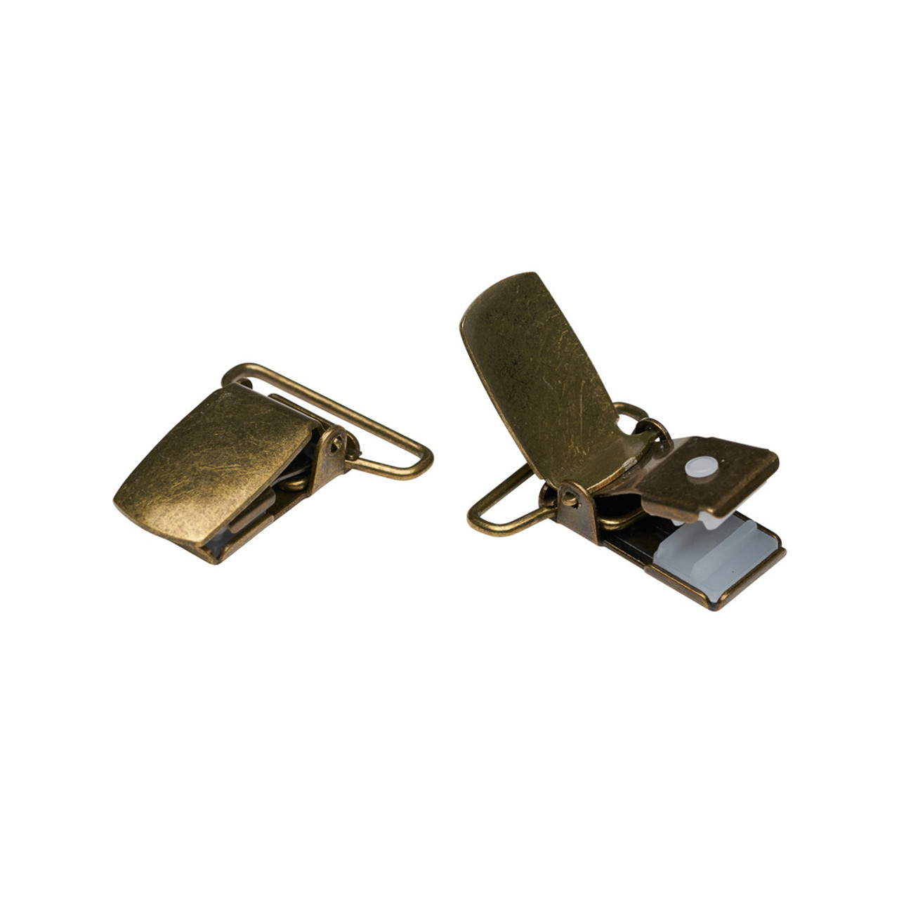 1 1/2 Inch Brass Plated Herring Bone Metal Suspender Clip