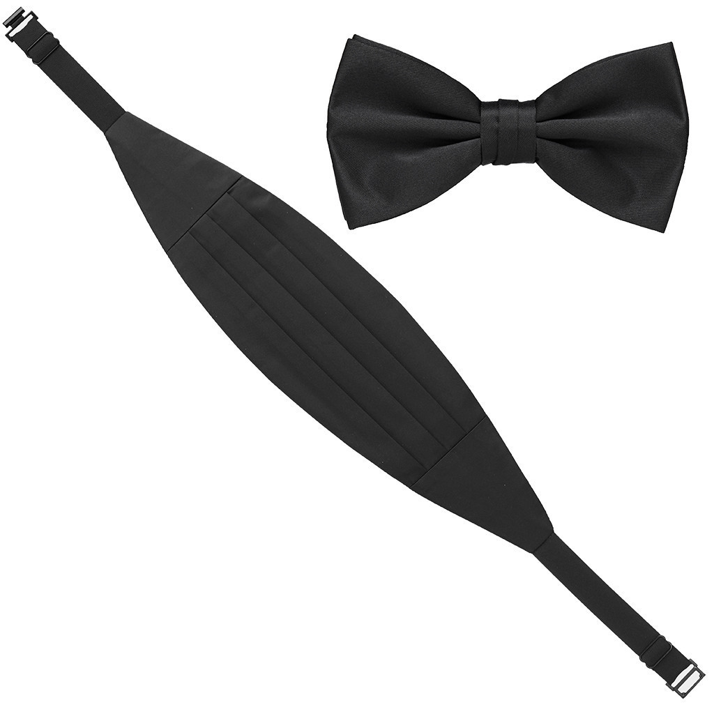 Black Bow Tie and Cummerbund Set SuspenderStore