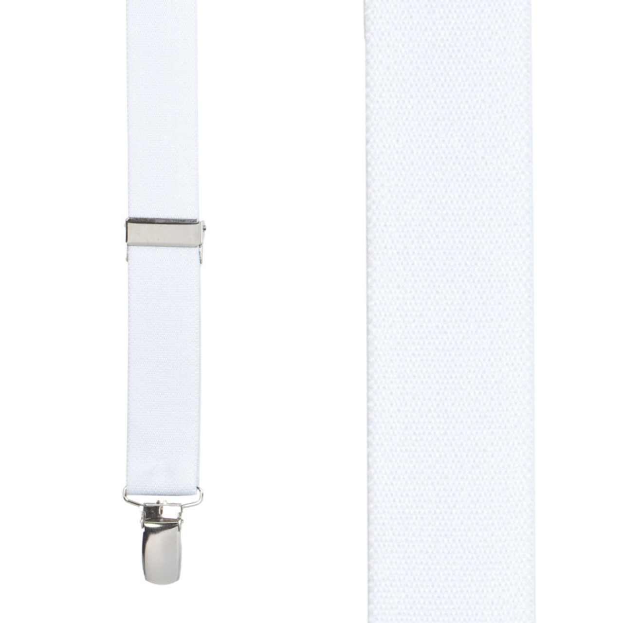 1.25 Inch Wide Button Suspenders - WHITE