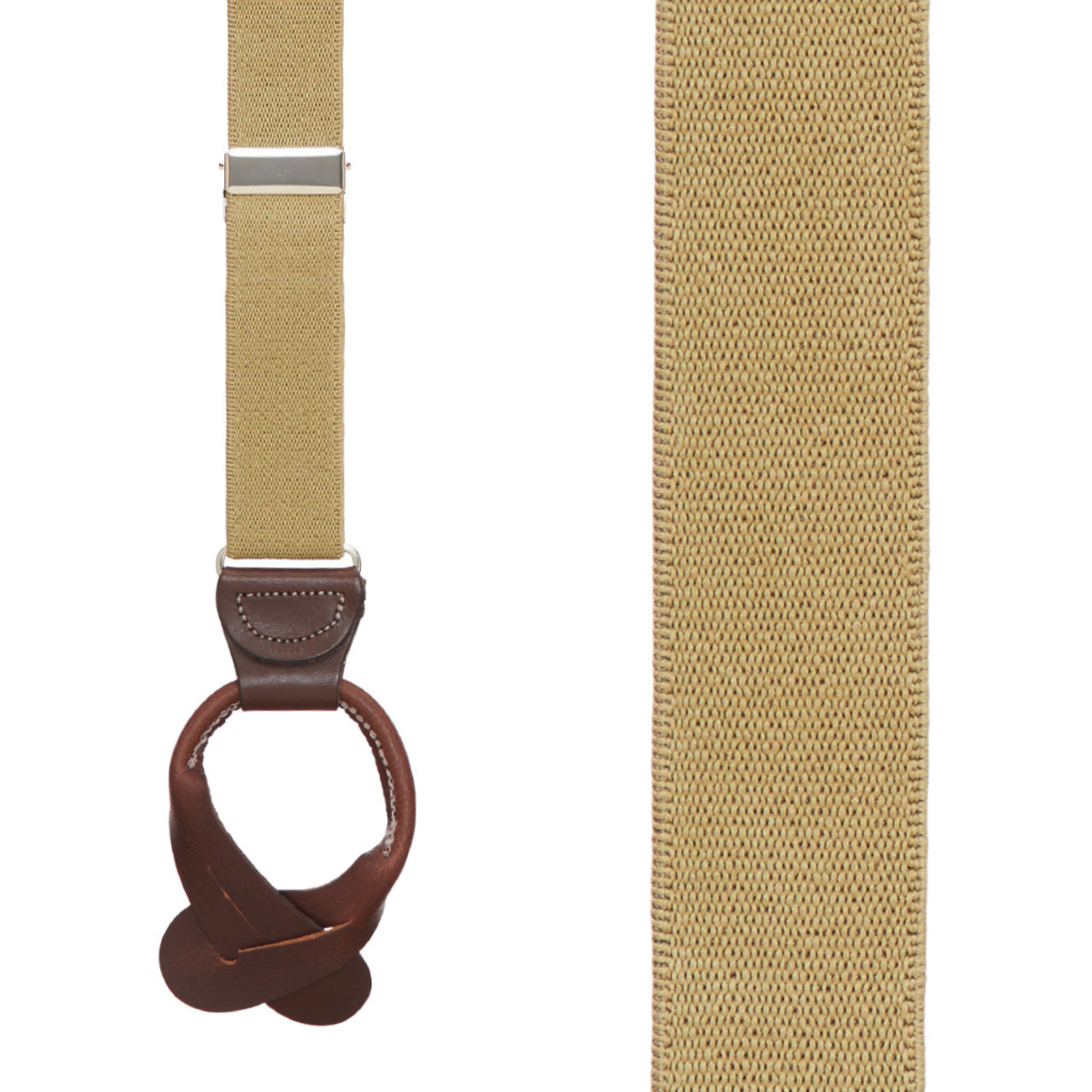 Tan Button Suspenders - SuspenderStore