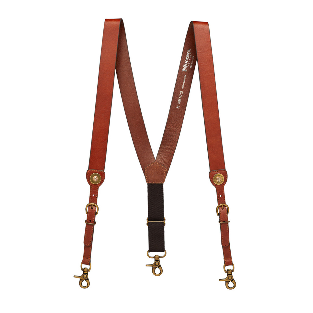 Brown Leather Gallus Suspenders - Western 12 Gauge with Trigger Snaps